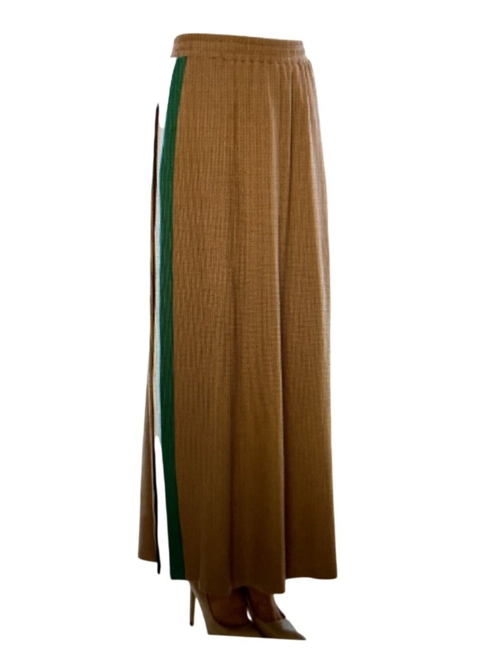 YAL New York Women's Skirt Camel Brown with colorful stripes XL  NWT